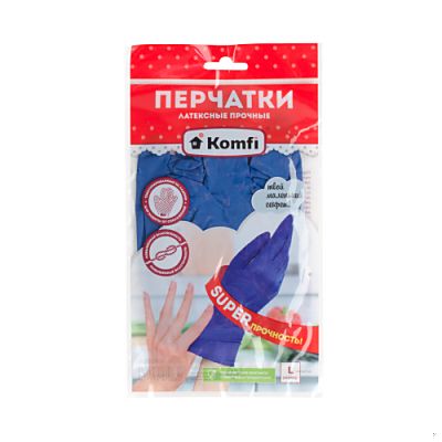 HB003G Перчатки латексные прочные L, 1 пара, Komfi/144/12
