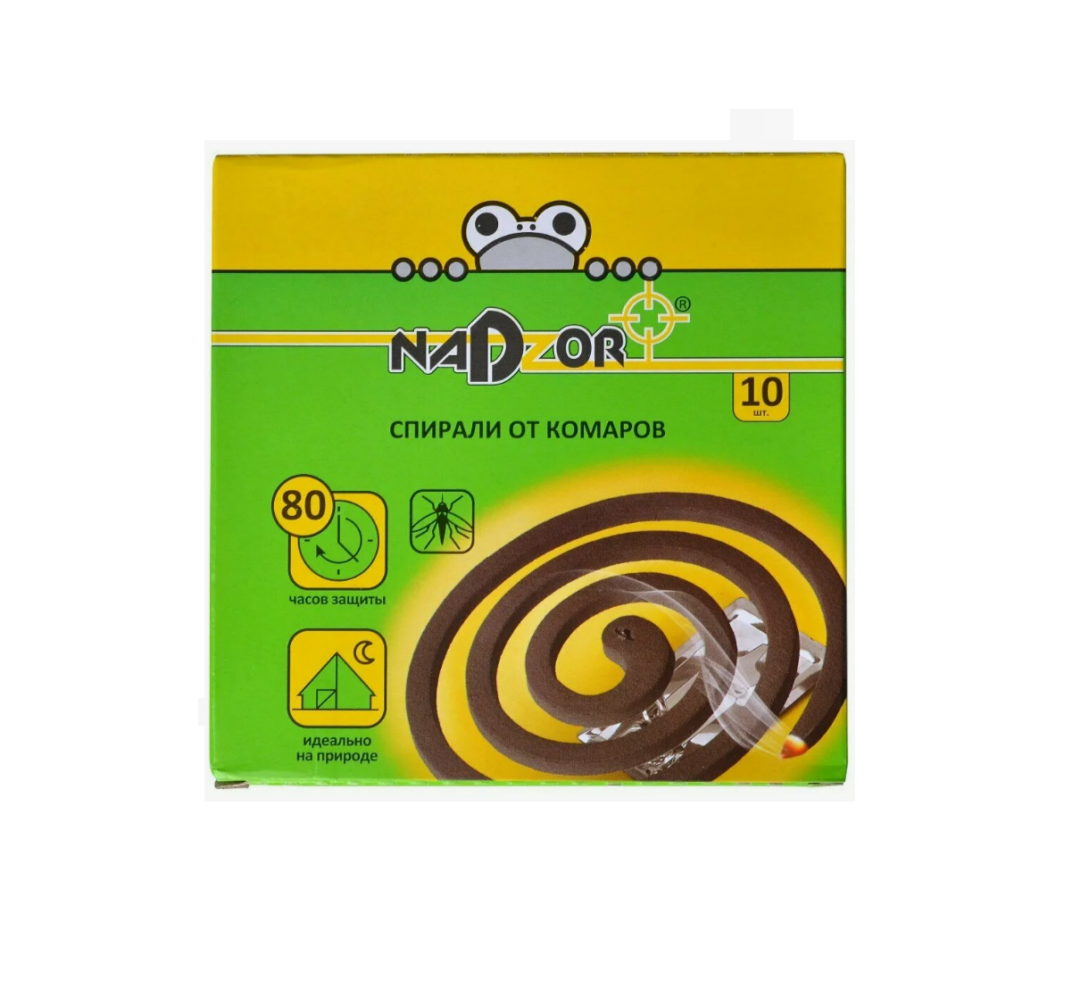 ISM004B Спирали от комаров NADZOR малодымные без запаха черные 10штук в упаковке/60